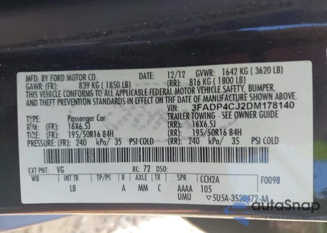 2013 Ford Fiesta Titanium из США, поврежденный, VIN 3FADP4CJ2DM178140